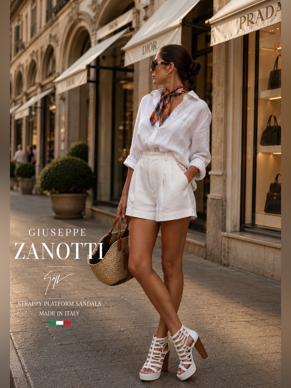 Giuseppe Zanotti White Leather Strappy Platform Heels Size 37 Made in Italy